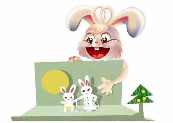 卡通兔子賀卡的制作方法 中秋節(jié)兔子卡片怎么做 -  itrip.net.cn