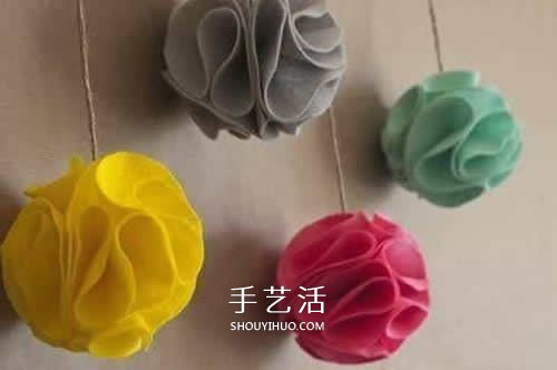 不織布繡球的做法圖片 自制新年繡球掛飾圖解 -  itrip.net.cn