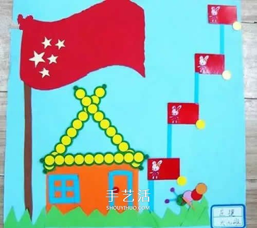 幼兒園小朋友手工作品 簡(jiǎn)單又漂亮國(guó)慶節(jié)貼畫(huà) -  itrip.net.cn