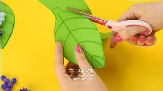 幼兒園手工制作教程 樹葉上的可愛毛毛蟲 -  itrip.net.cn