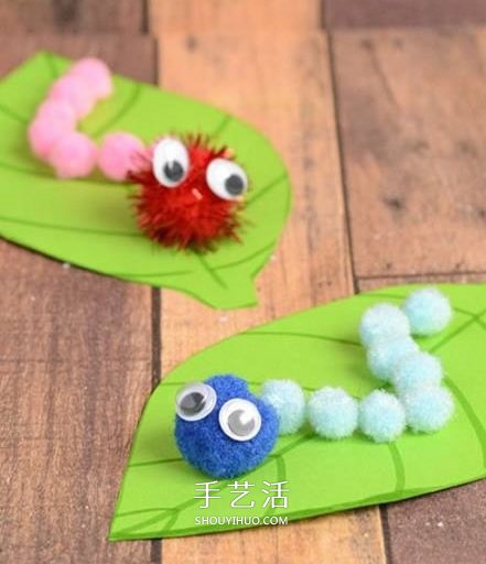 幼兒園手工制作教程 樹葉上的可愛毛毛蟲 -  itrip.net.cn