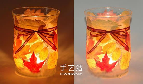 夢幻玻璃瓶燈籠DIY 把落葉貼到玻璃瓶上做成 -  itrip.net.cn