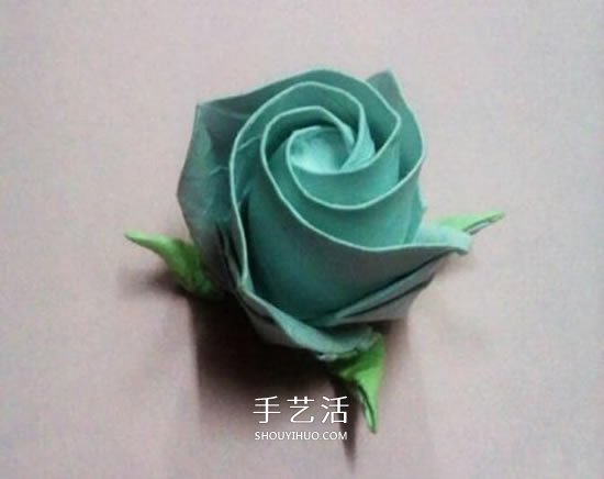 一張紙折玫瑰花的圖解教程 連花萼也一起折出 -  itrip.net.cn