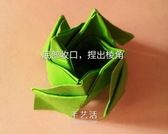 一張紙折玫瑰花的圖解教程 連花萼也一起折出 -  itrip.net.cn