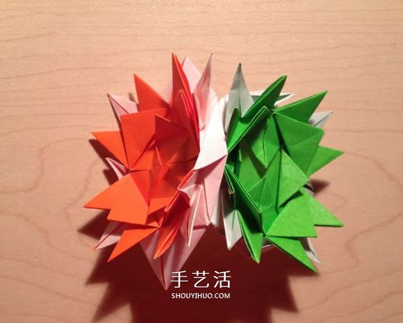 立體組合刺球的折法 帶刺花球的折紙圖解 -  itrip.net.cn