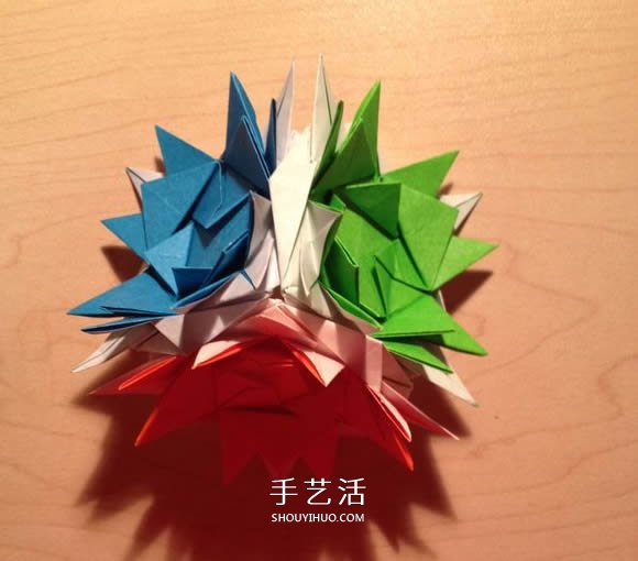 立體組合刺球的折法 帶刺花球的折紙圖解 -  itrip.net.cn
