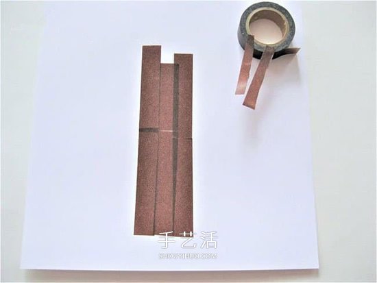 幼兒手工貼畫(huà)教程：卡紙和膠帶貼美麗的櫻花樹(shù) -  itrip.net.cn