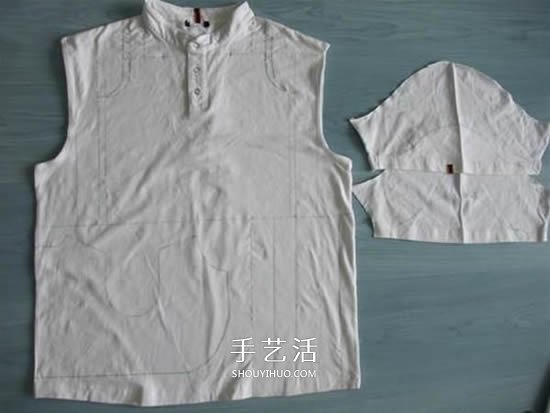 舊衣改造：男款T恤改造兒童坎肩背心套裝 -  itrip.net.cn