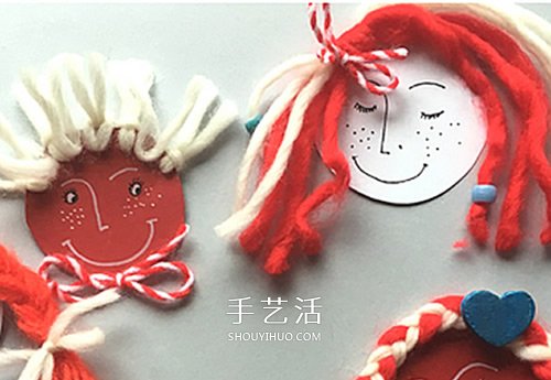辮子姑娘手工制作方法 卡紙和毛線做女孩圖解 -  itrip.net.cn
