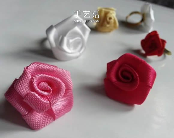 緞帶折疊玫瑰花的折法 DIY好看的玫瑰花戒圖解 -  itrip.net.cn