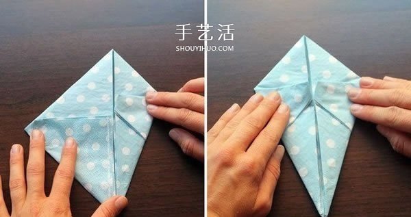 打發(fā)無(wú)聊等餐時(shí)光 餐巾紙手工折紙兔頭的方法 -  itrip.net.cn