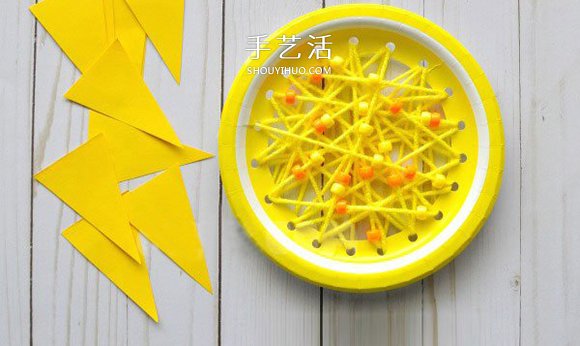 幼兒園手工做太陽教程 簡單紙盤太陽制作圖片 -  itrip.net.cn