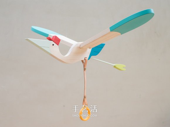 手工制作木頭玩具送子鳥 拉下拉環(huán)扇動翅膀飛行 -  itrip.net.cn