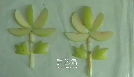 簡單梨子手工 幼兒用水果拼畫花朵的方法 -  itrip.net.cn