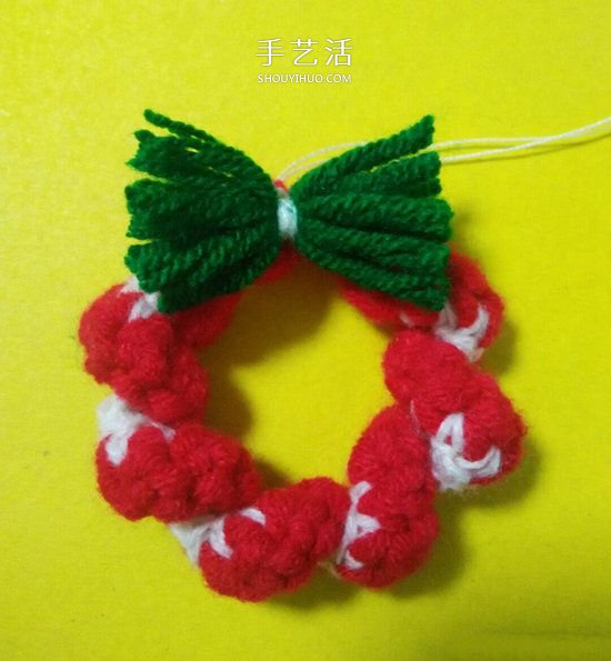 手工鉤針編織圣誕花環(huán)掛飾的方法圖解 -  itrip.net.cn