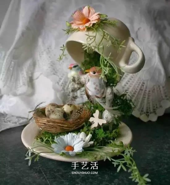 舊杯碟巧妙小改造 DIY制作精美的家居裝飾擺件 -  itrip.net.cn
