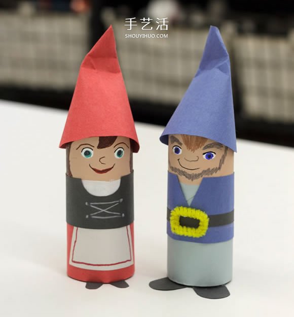 幼兒園卷紙筒廢物利用 手工制作可愛的小矮人 -  itrip.net.cn