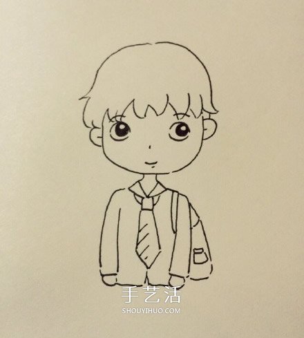 卡通風(fēng)格帥氣高中男生的簡(jiǎn)筆畫畫法圖片 -  itrip.net.cn