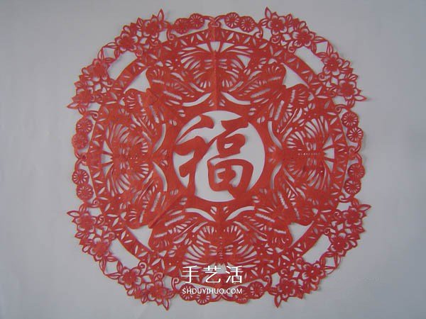 蝶戀花剪紙圖解步驟 福字蝶戀花窗花的剪法 -  itrip.net.cn