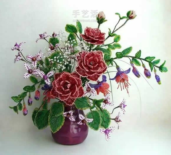 美到極致的串珠花朵 做成插花工藝品裝飾 -  itrip.net.cn