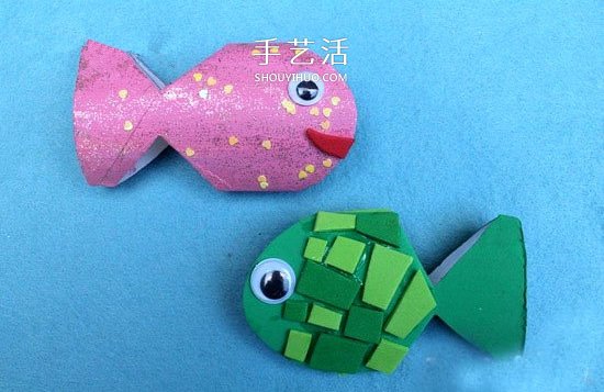 衛(wèi)生紙筒做小魚(yú)的方法 簡(jiǎn)單幼兒園廢物利用DIY -  itrip.net.cn