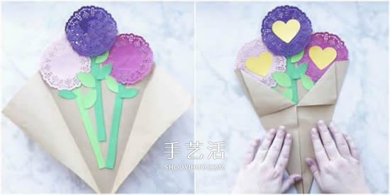 蕾絲蛋糕紙做漂亮手捧花 幼兒手工捧花制作方法 -  itrip.net.cn
