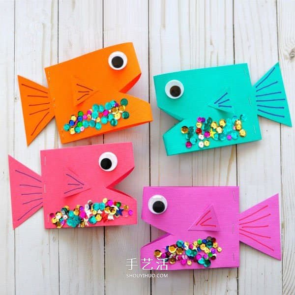 幼兒園手工做卡通小魚 卡紙魚手工制作圖片 -  itrip.net.cn