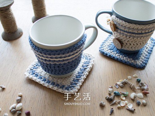 小清新毛線杯墊和杯套的手工編織方法圖解 -  itrip.net.cn