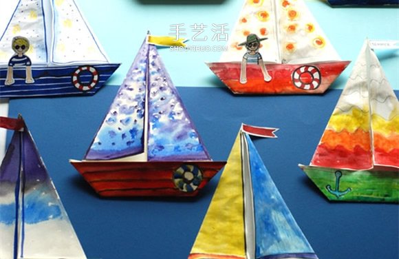 幼兒園用折紙手工制作海濱帆船畫的方法 -  itrip.net.cn