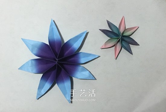 用兩張紙折立體八瓣花的手工折紙方法圖解 -  itrip.net.cn