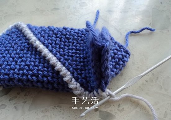 兩種毛線搭配 手工編織漂亮地板鞋的織法圖解 -  itrip.net.cn