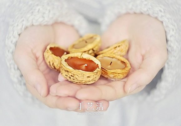 一個(gè)核桃殼廢物利用 做成浪漫情人節(jié)蠟燭燈 -  itrip.net.cn