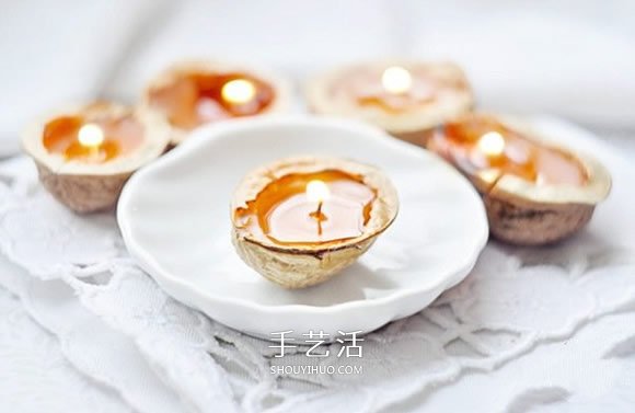 一個(gè)核桃殼廢物利用 做成浪漫情人節(jié)蠟燭燈 -  itrip.net.cn