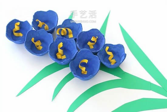 美麗的藍(lán)色花朵 用雞蛋托手工制作立體風(fēng)信子 -  itrip.net.cn