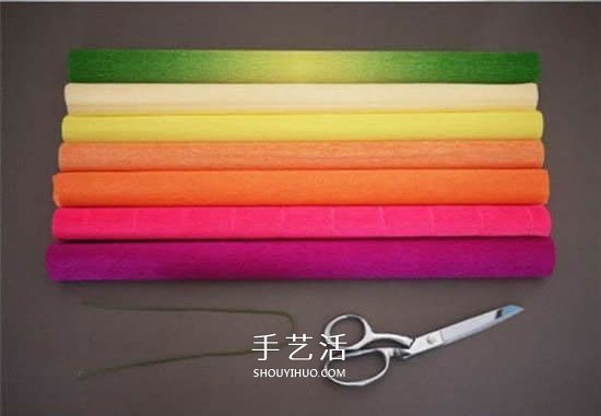 七種顏色似彩虹！皺紋紙做七彩紙花的方法 -  itrip.net.cn