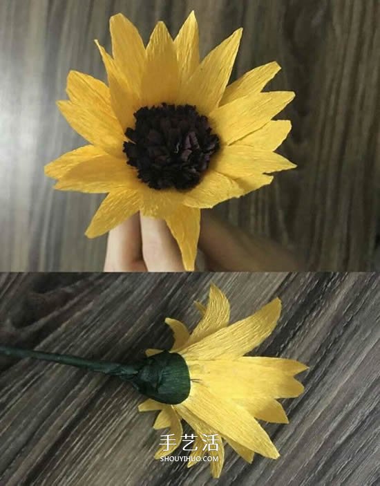 DIY手揉紙向日葵的方法 簡(jiǎn)單易學(xué)太陽花制作 -  itrip.net.cn