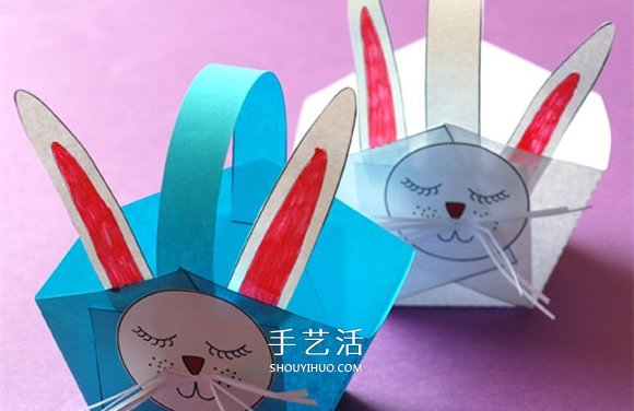 小兔子籃子手工制作 用彩紙做動(dòng)物紙籃的方法 -  itrip.net.cn