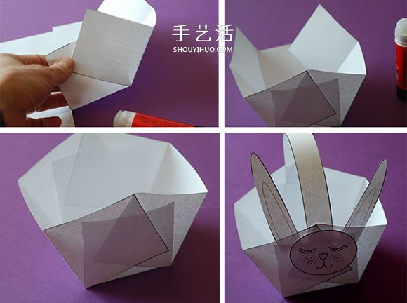 小兔子籃子手工制作 用彩紙做動(dòng)物紙籃的方法 -  itrip.net.cn