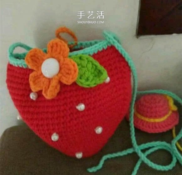 草莓包包的鉤針編織 兒童可愛毛線包的編法 -  itrip.net.cn