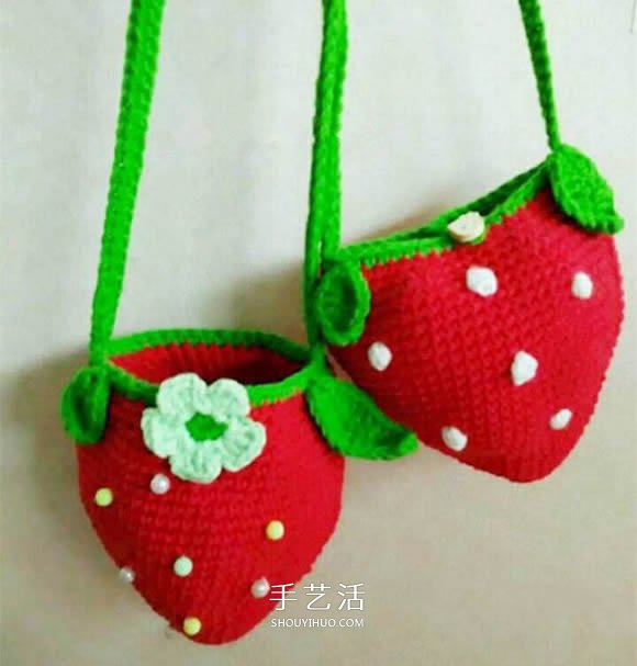 草莓包包的鉤針編織 兒童可愛毛線包的編法 -  itrip.net.cn