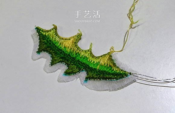立體葉子的刺繡方法 手工刺繡雙色葉子圖解 -  itrip.net.cn