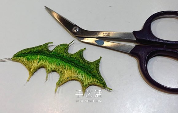 立體葉子的刺繡方法 手工刺繡雙色葉子圖解 -  itrip.net.cn