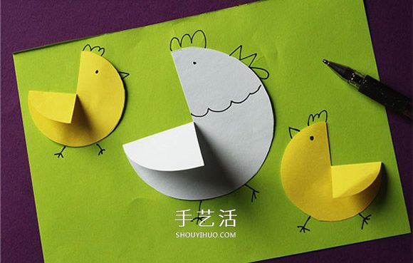 彩紙貼畫母雞和小雞的制作方法 簡單又可愛！ -  itrip.net.cn