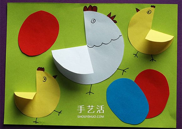 彩紙貼畫母雞和小雞的制作方法 簡單又可愛！ -  itrip.net.cn