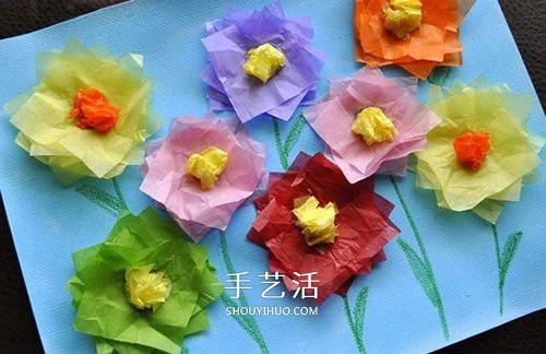 彩紙貼畫手工制作 用彩紙貼出美麗的花朵畫 -  itrip.net.cn
