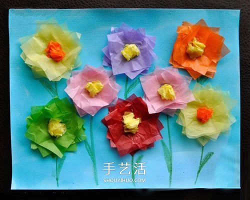 彩紙貼畫手工制作 用彩紙貼出美麗的花朵畫 -  itrip.net.cn