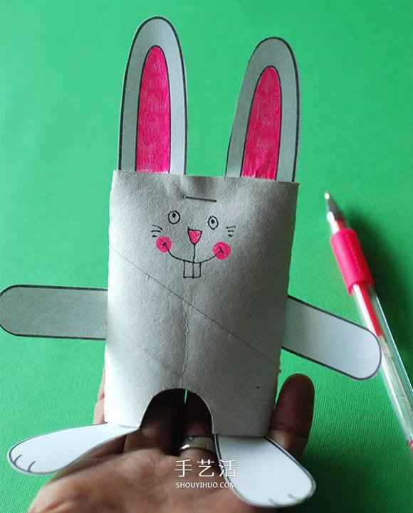 幼兒園廢物利用做小白兔 卷紙筒制作兔子圖解 -  itrip.net.cn