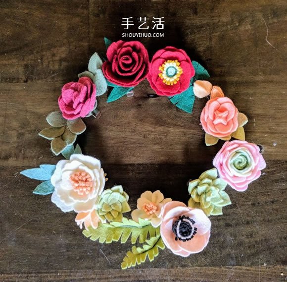 超多毛氈布花的制作方法 DIY美麗的花環(huán)頭飾 -  itrip.net.cn