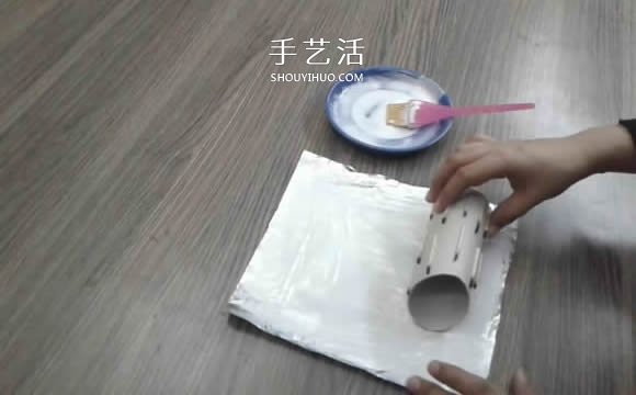 卷紙筒保鮮膜筒廢物利用 手工制作多孔筆筒 -  itrip.net.cn