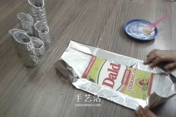 卷紙筒保鮮膜筒廢物利用 手工制作多孔筆筒 -  itrip.net.cn